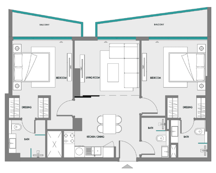 2 Bedroom · Type 3 floor plan