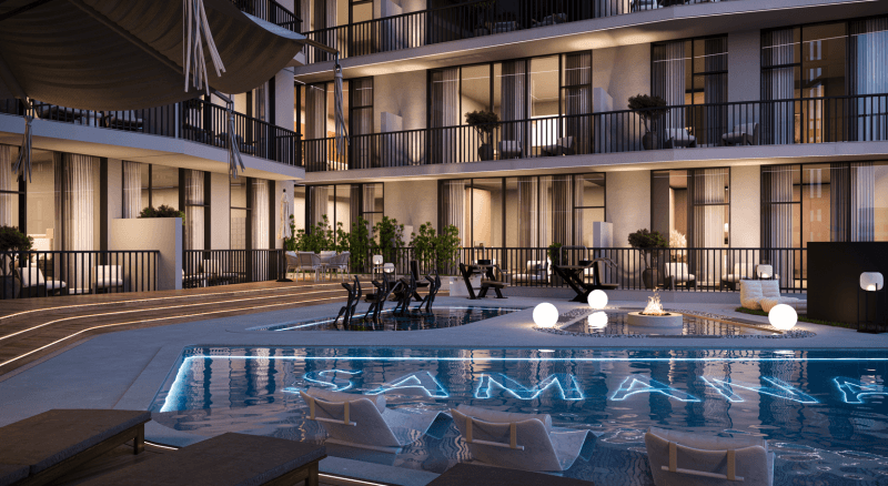 Pool at dusk