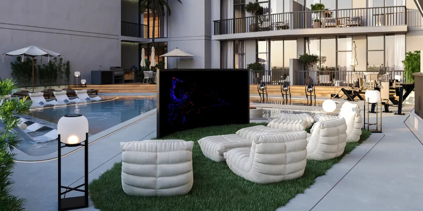 Outdoor cinema at the pool deck