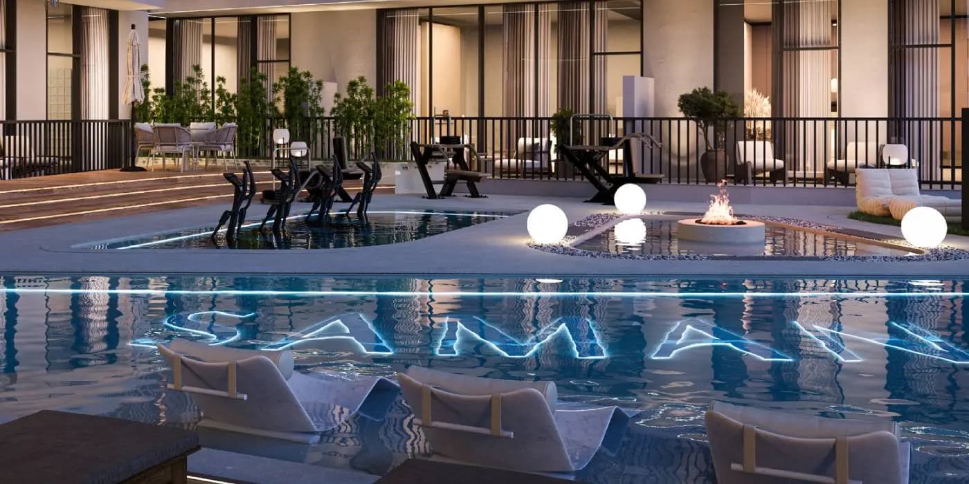 Main pool at Samana Greenfield with SAMANA monogram